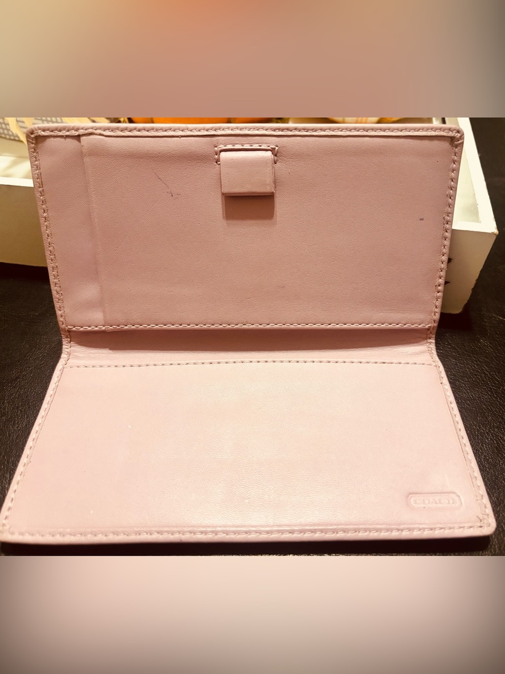 Coach Women's Pink Leather checkbook cover